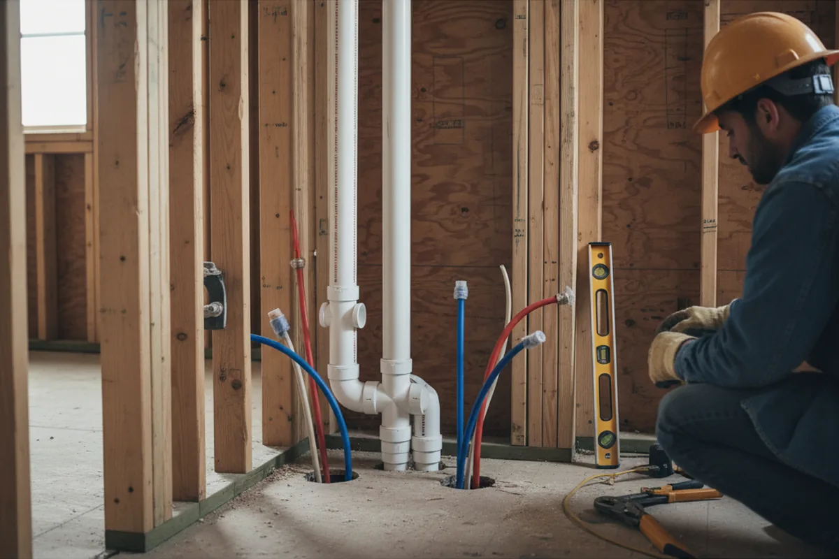 Drain and supply rough-in during Sump Pump Repair in Cross Hill